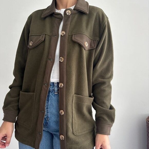 NWT Blank NYC olive green fleece shirt shacket - Picture 2 of 9